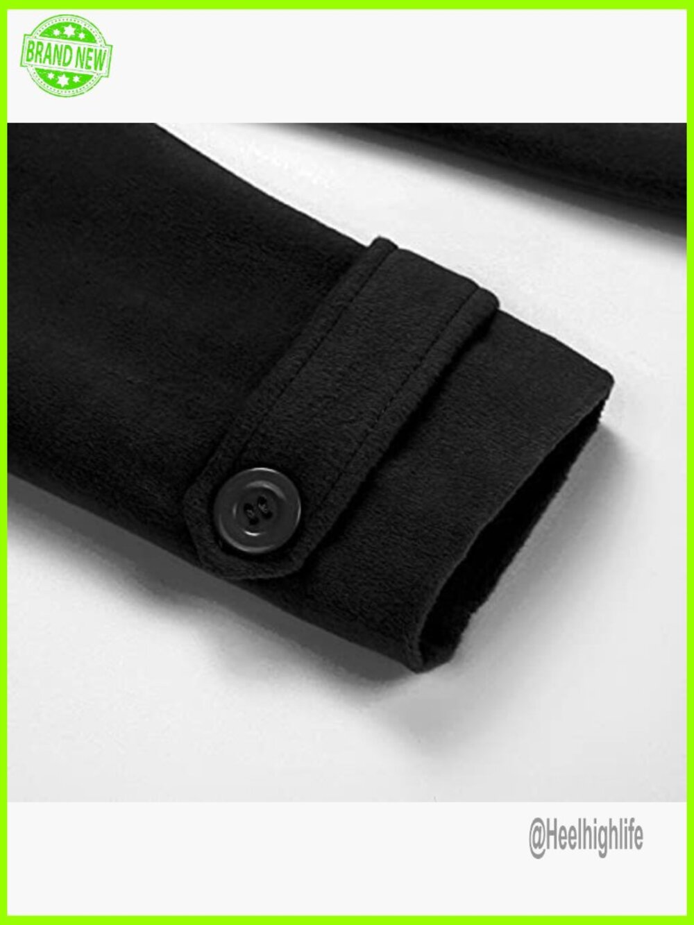 Double Breasted Wool Pea Coat Classic Fit Mid Length Outerwear - Picture 5 of 6